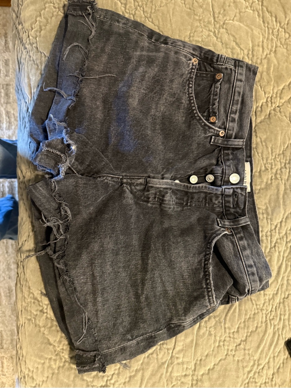 Agolde Black Distressed High-Waist Jean Shorts